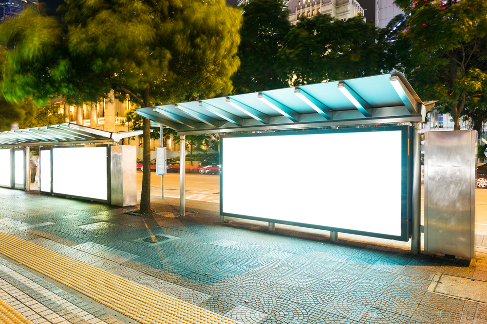 Blank billboard at night